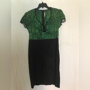 Deadly Dames Trouble Maker Green Leopard dress size 2XL. EUC.